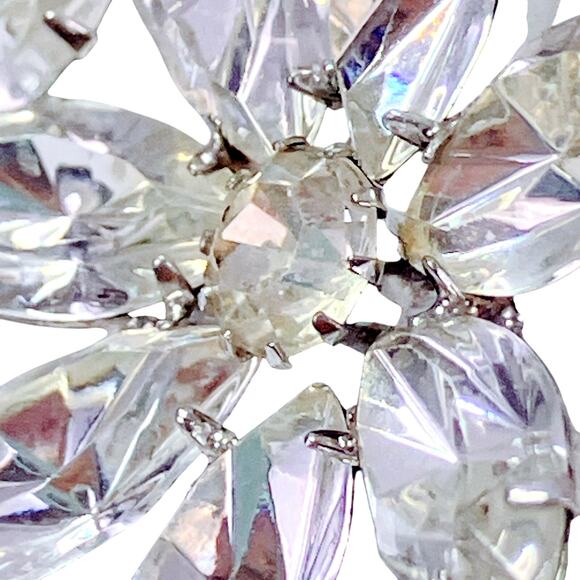 VTG 1950s Brooch Rhinestone Floral Spray Mid Century Sparkling Silver Tone Pin - Picture 6 of 10